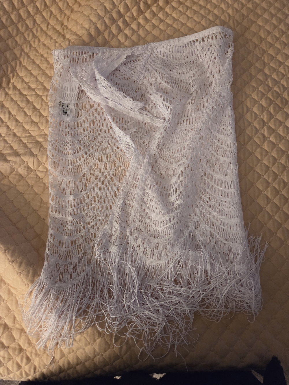 White Crochet Fringe Beach Cover-Up